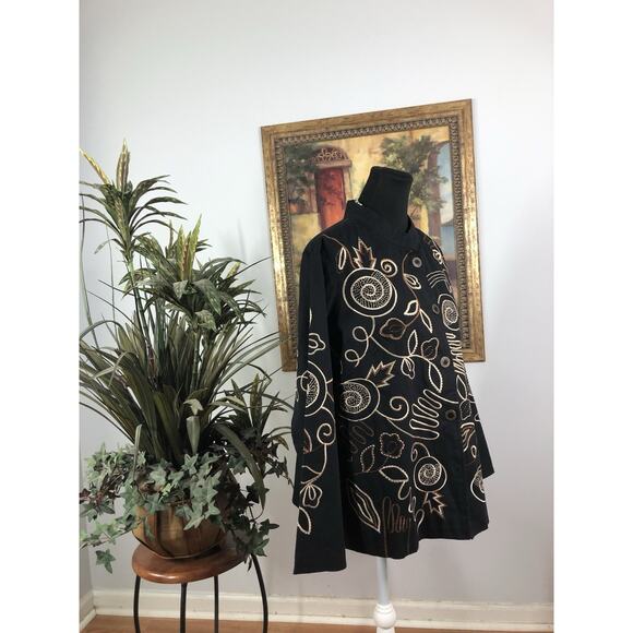 Vicki Wayne Women Plus Blazer 16W Embroidered Long Sleeve Clueless Preppy Black - Picture 4 of 9